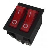Intrerupator pe fir, dublu, cu indicator luminos, Adeleq 02-546, incastrat, rosu cu negru