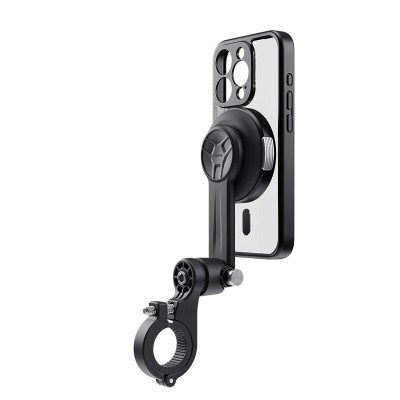 Sistem montare telefon pe ghidon motocicleta, TELESIN, compatibil iPhone 15 Pro, blocaj magnetic si siguranta, negru foto