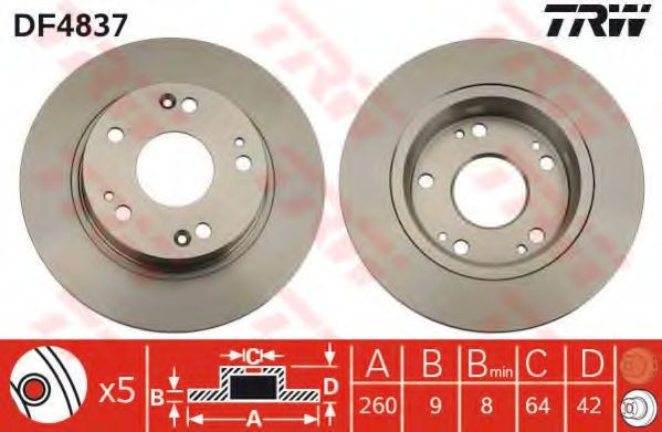 Disc frana HONDA CIVIC VIII Hatchback (FN, FK) (2005 - 2012) TRW DF4837