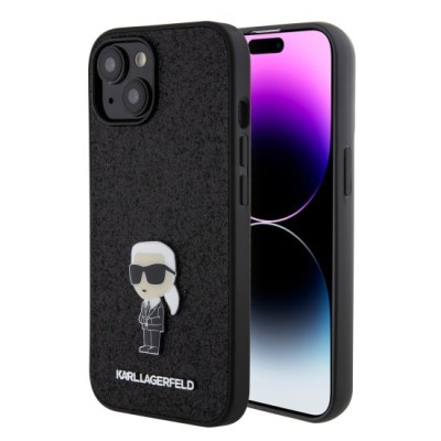 Husa pentru iPhone 15 / iPhone 14 / iPhone 13 - Karl Lagerfeld Hardcase Glitter Fixed (KLHCP15SGKNPSK) - Ikonik Logo foto