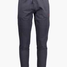 Pantaloni sport barbati cu talie elasitica din bumbac cu logo brodat bleumarin inchis 2XL, Bleumarin inchis, 2XL INTL