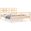 Cadru de pat cu tablie, king size, lemn masiv