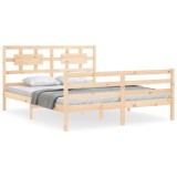 Cumpara ieftin Cadru de pat cu tablie, king size, lemn masiv