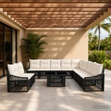 Cumpara ieftin Set de canapele pentru gradina 11 buc. Negru si Alb crem
