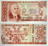 ALBANIA █ bancnota █ 200 Leke █ 1992 █ P-52 █ UNC █ necirculata