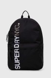 Superdry rucsac femei, culoarea negru, mare, cu imprimeu