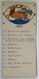 MENIU LITOGRAFIAT , CU TEXT SCRIS LA MASINA DE SCRIS , CU CERB PE EMBLEMA , PERIOADA INTERBELICA