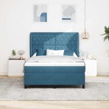 VidaXL Pat cu arcuri cu saltea Albastru &icirc;nchis 140 x 200 cm Catifea 3340878