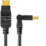 Cablu HDMI-A v1.4 3D Full HD conector rotativ T-T 3m Negru, KPHDMO3, Oem