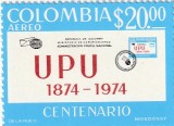 Columbia 1974 - Centenar U.P.U.,MNH,Mi.1271, Organizatii internationale, Nestampilat