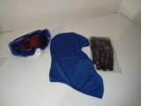 Set Accesorii Moto: Cagula, Ochelari &amp; Manusi Enduro ATV Off Road, Unisex, Negru, Marimea 3XL