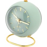Ceas Deșteptător Retro Verde, Silentios, Analogic, Metal, 9x10cm, Birou, Baterie AA (Nu e Inclusă)