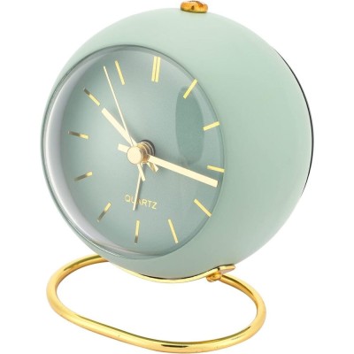Ceas decorativ retro cu alarma, silentios, 9x10cm, verde foto