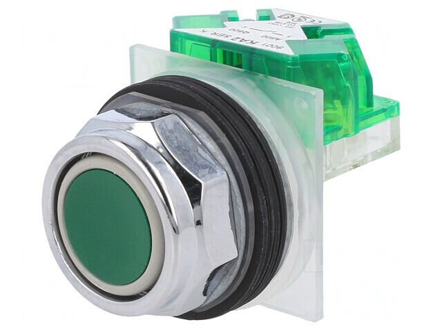 Comutator apăsare 30mm 1 NO verde