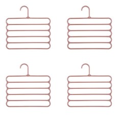 Set 4 umerase multifunctionale din plastic cu 5 pozitii pentru pantaloni, fuste, cravate, prosoape, care ajuta la economisirea spatiului, Anti-derapan