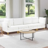 vidaXL Set de mobilier pentru living cu pernă 4 pcs Alb Țesătură 3413719
