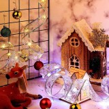 Panglic&Auml; led de cr&Auml;ciun flippy aurie, lungime 1 m , 10 led-uri, baterii, alb rece