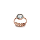 Cumpara ieftin Inel Argint 925 Placat Aur Roz, Cuart Albastru Celest 8mm, Reglabil, Roua - Cutie Cadou inclusa - Fabricat in Italia