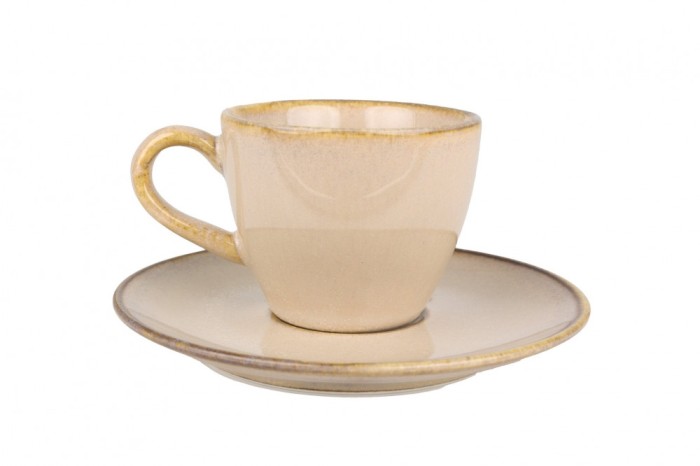 Bonna Sand Hygge - Ce&Egrave;ti de espresso &Egrave;i farfurie - 80.0 cc - Por&Aring;&pound;elan - 6er set