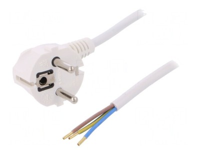 Cablu Electric Alb 3x1mm2 PVC 2m 16A 250V foto
