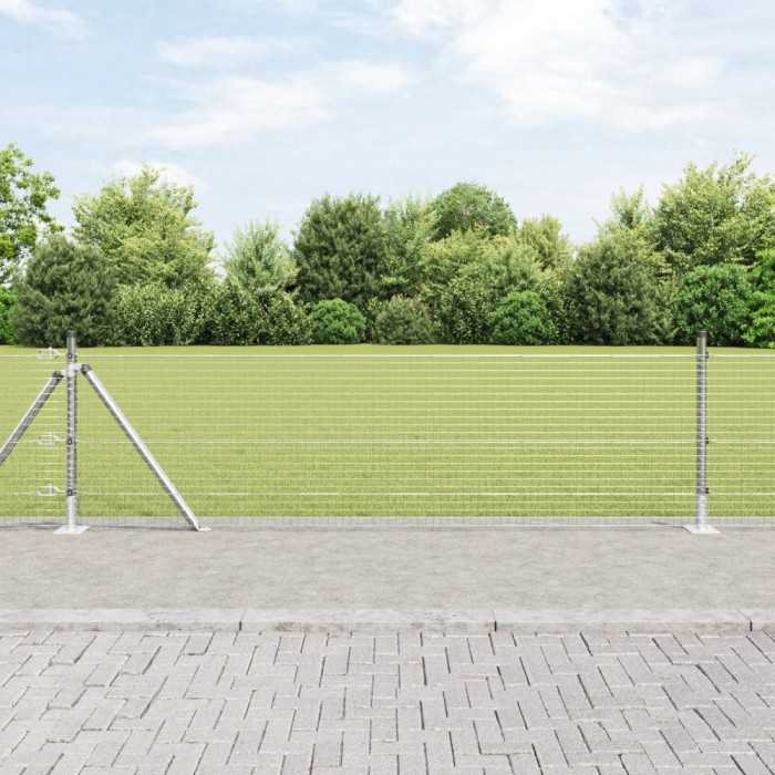 Gossi gard din sarma sudata cu 13 stalpi flansati 0.4x50 m otel galvanizat