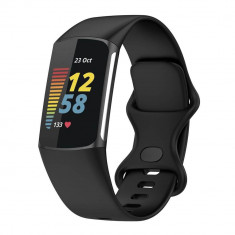 Bratara siliconica Edman pentru Fitbit Charge 5, marimea S, Negru