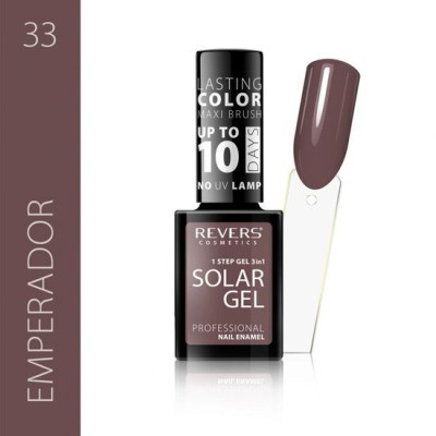 Lac de unghii Solar Gel, Revers, 12 ml, maro, nr 33, emperador foto