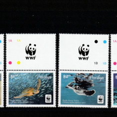 Penrhyn 2014-Fauna,WWF,Reptile,Testoase,serie 4 valori cu vignete,MNH,Mi.757-760