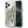 Husa MagSafe pentru Apple iPhone 17 Pro Max, Guess, IML Flower &amp; Tonal Circle, Verde