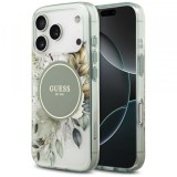 Husa MagSafe pentru Apple iPhone 17 Pro, Guess, IML Flower and Tonal Circle , Verde