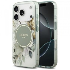 Husa MagSafe pentru Apple iPhone 17 Pro, Guess, IML Flower and Tonal Circle, Verde