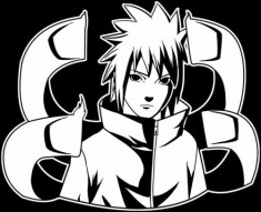 Sticker PC Naruto Sasuke Uchiha 18cm ALB foto