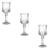 Set Pahare Lichior, Model Diamond, Capacitate 56.8 ml, Sticlă Transparentă, 3 Bucăți, Oem