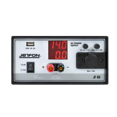 Sursa de tensiune PNI Jetfon JF-60, 5-15V reglabil, 13.8V fix, 5V USB, 0-60A, 220-240V, negru foto