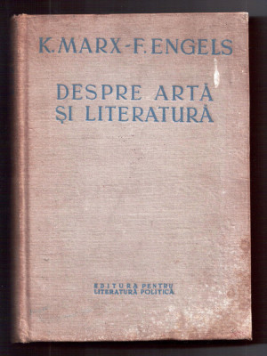 despre arta si literatura de marx+engels cartonata coperti panzate foto