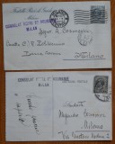 Cumpara ieftin Consulatul Regal Roman din Milano , 2 CP circulate ,1921 , 1923 , Fam. Cosmovici