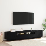 vidaXL Dulap TV cu lumini LED stejar negru 200x35x40 cm lemn prelucrat