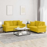 vidaXL Set de canapele cu perne, 2 piese, galben, catifea 3202236