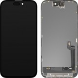 Display cu Touchscreen MP compatibil cu Apple iPhone 16, cu Rama, Versiune OLED IC Movable, Negru