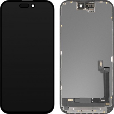 Display cu Touchscreen MP compatibil cu Apple iPhone 16, cu Rama, Versiune OLED IC Movable, Negru foto