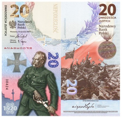 Polonia 20 Zloti 2020 P-194 Batalia de la Varsovia Folder Comemorativa UNC foto