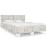 Cumpara ieftin Cadru de pat, gri, 140 x 200 cm, ratan natural
