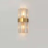 Lampa de Perete in Interior, Flippy, Lampa de Lux pentru Decor de Interior, Corp de Iluminat Tip aplica, din Inox Auriu si Cristal, Lumina Calda Rece