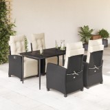 Set mobilier de gradina cu perne, 5 piese, negru, poliratan GartenMobel Dekor, vidaXL