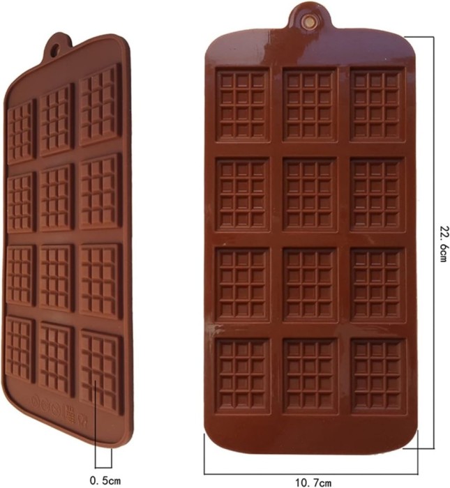 Forma din Silicon, Model Mini Ciocolate pentru Ciocolata de Casa, Bomboane, Jeleuri sau Cuburi de Gheata, CBD CORAL BEST DEALS 21 cm 11 cm 1.5 cm Maro