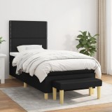 VidaXL Pat box spring cu saltea, negru, 90x190 cm, textil