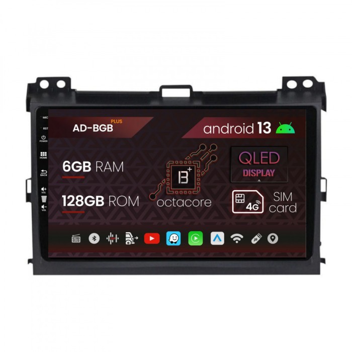 Navigatie Toyota Prado J120 (2002 - 2010), Android 13, B-Octacore 6GB RAM + 128GB ROM, 9 Inch - AD-BGB9006+AD-BGRKIT083