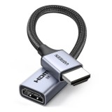 CABLU video prelungitor Ugreen, &quot;HD165&quot; HDMI 2.1 (T) la HDMI 2.1 (M), rezolutie maxima 8K/60 Hz, conectori auriti, braided, 0.15m, negru &quot;15518&quot; (timb
