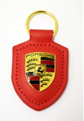 Breloc Premium piele compatibil Porsche rosu foto
