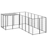 VidaXL Padoc pentru c&acirc;ini, negru, 4,84 m&sup2;, oțel